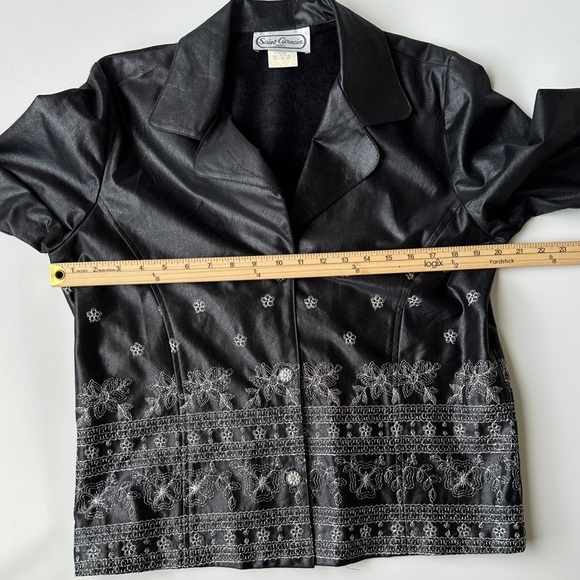 Vintage Saint Germain Paris Black Metallic Embroidered Light Jacket Medium FLAW - Picture 5 of 10